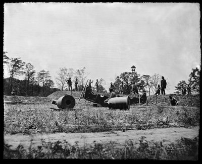 Union Work-Detail Preparing to Install Mortars Near Petersburg, Virginia, Summer 1864 by American Photographer